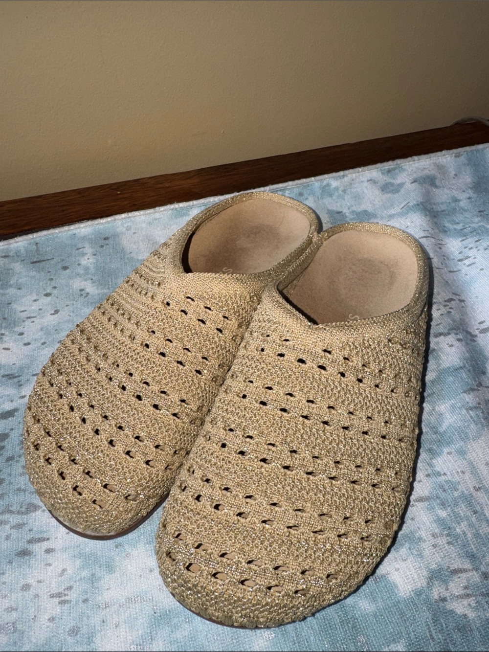 Rothy's Golden Crochet Casual Clog - Golden Beige